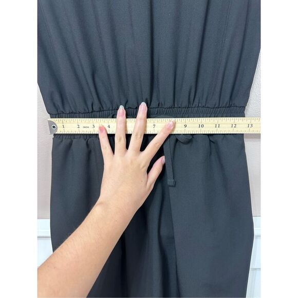 NWOT Albion Going Places Nylon Dress Black Cap Sleeves Drawstring Waist Women's - Picture 11 of 14